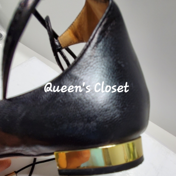 Aquazzura | Black Leather Christy Lace Up Flats - Picture 7 of 9